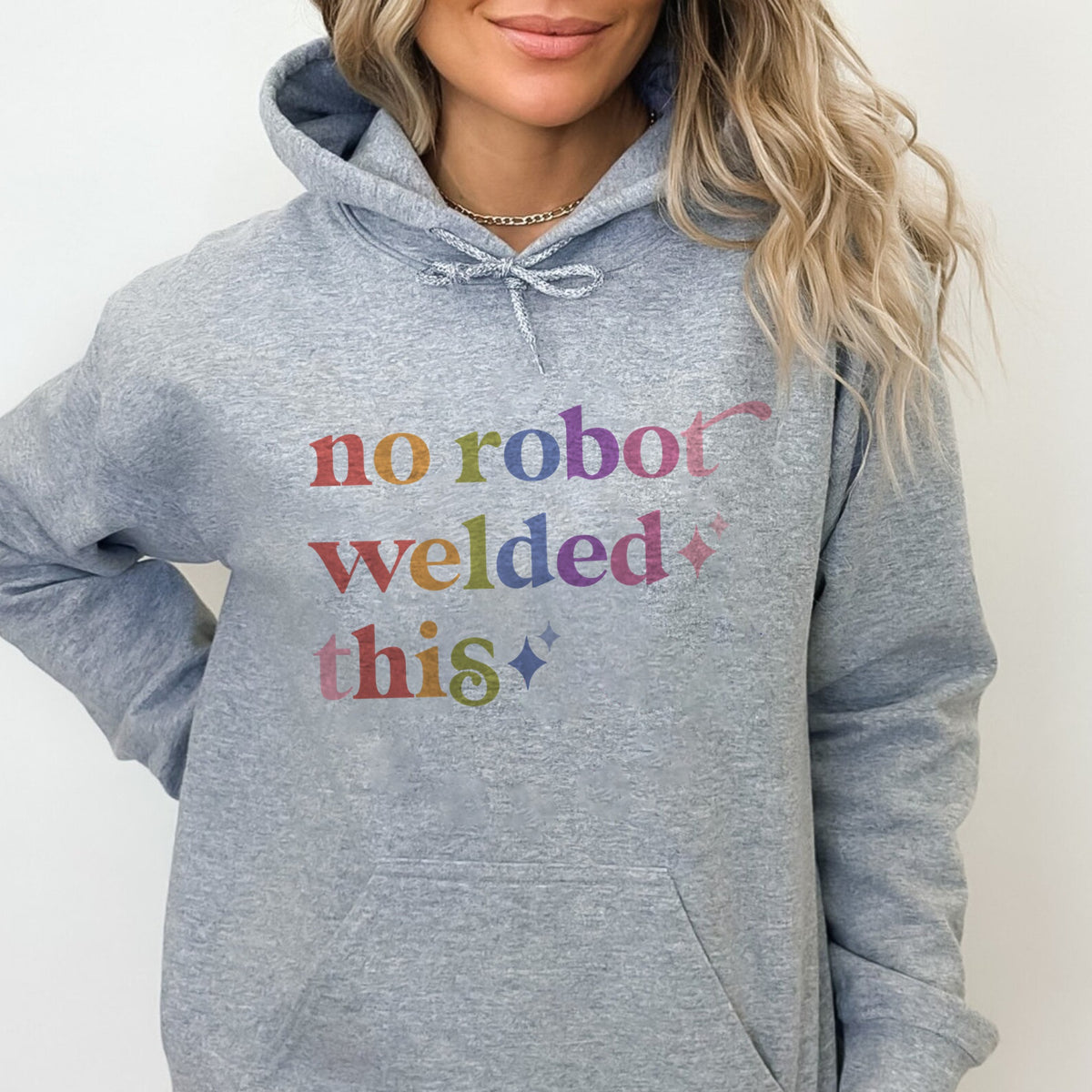 No Robot Welded This Care & Resist Gildan hoodie in Sport Grey