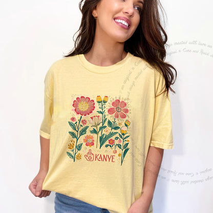 Middle Finger Kanye Care & Resist progressive t-shirt in Banana