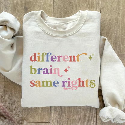 Different Brain Same Rights Care & Resist Gildan crewneck sweatshirt in Sand
