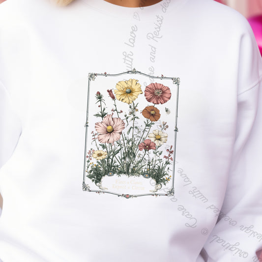 Elect a Clown Expect a Circus Floral Care & Resist Gildan crewneck sweatshirt in White