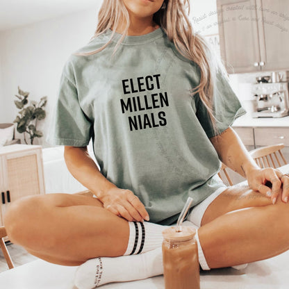 Elect Millennials Care & Resist progressive t-shirt in Bay