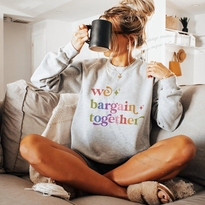 We Bargain Together Care & Resist Gildan crewneck sweatshirt in Sport Grey