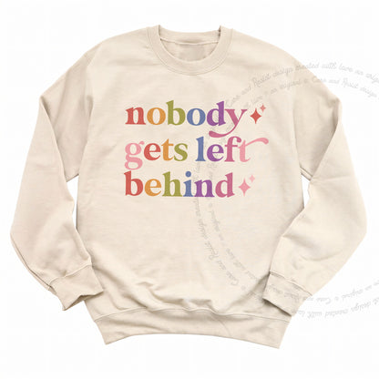 Nobody Gets Left Behind Care & Resist Gildan crewneck sweatshirt in Sand