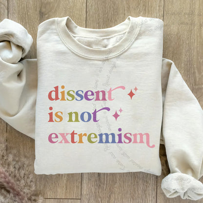 Dissent is not Extremism Care & Resist Gildan crewneck sweatshirt in Sand