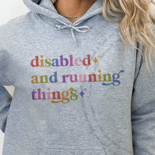 Disabled and Running Things Care & Resist Gildan hoodie in Sport Grey