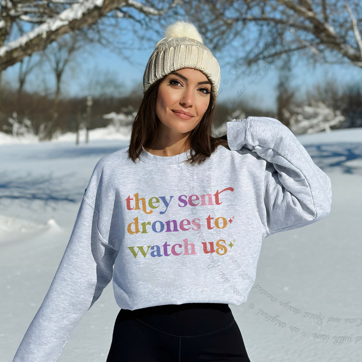 They Sent Drones to Watch Us Care & Resist Gildan crewneck sweatshirt in Sport Grey