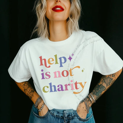 Help is not Charity Care & Resist rainbow Comfort Colors tee, White