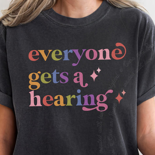 Everyone Gets a Hearing Care & Resist progressive t-shirt in Graphite