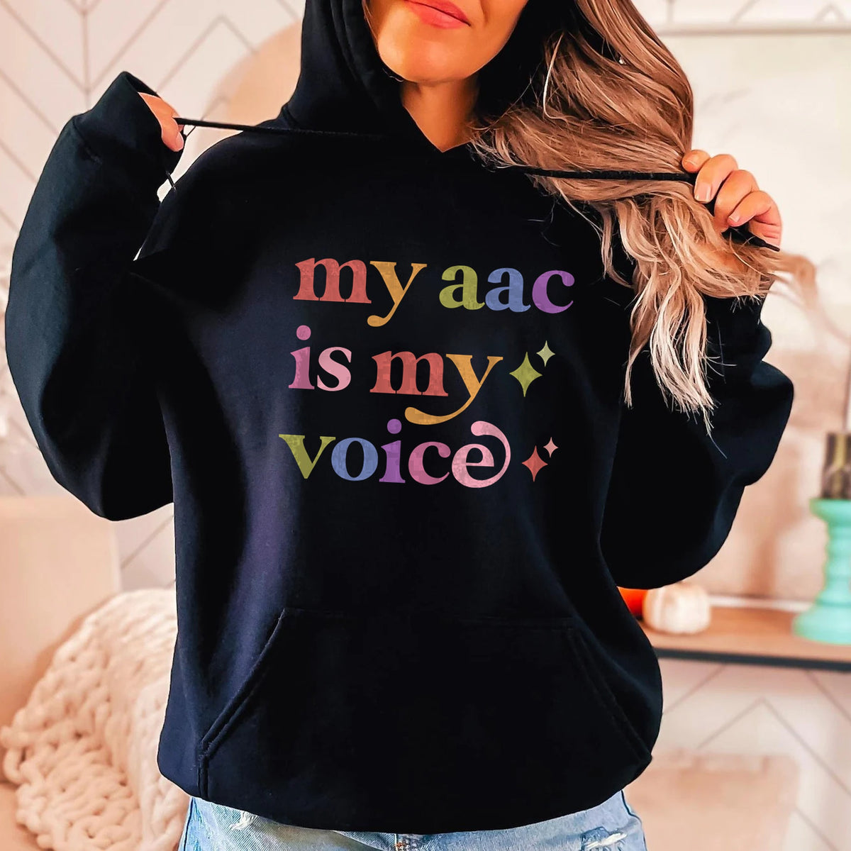 My Aac is My Voice Care & Resist Gildan hoodie in Black
