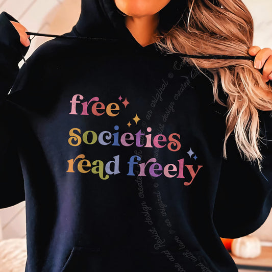 Free Societies Read Freely Care & Resist Gildan hoodie in Black