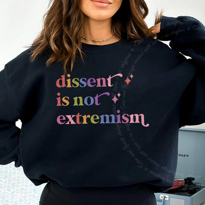 Dissent is not Extremism Care & Resist Gildan crewneck sweatshirt in Black