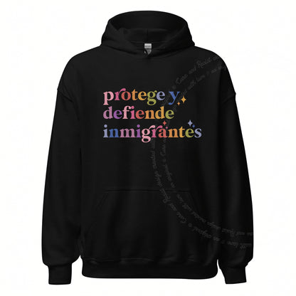 Protege Y Defiende Inmigrantes Care & Resist Gildan hoodie in Black