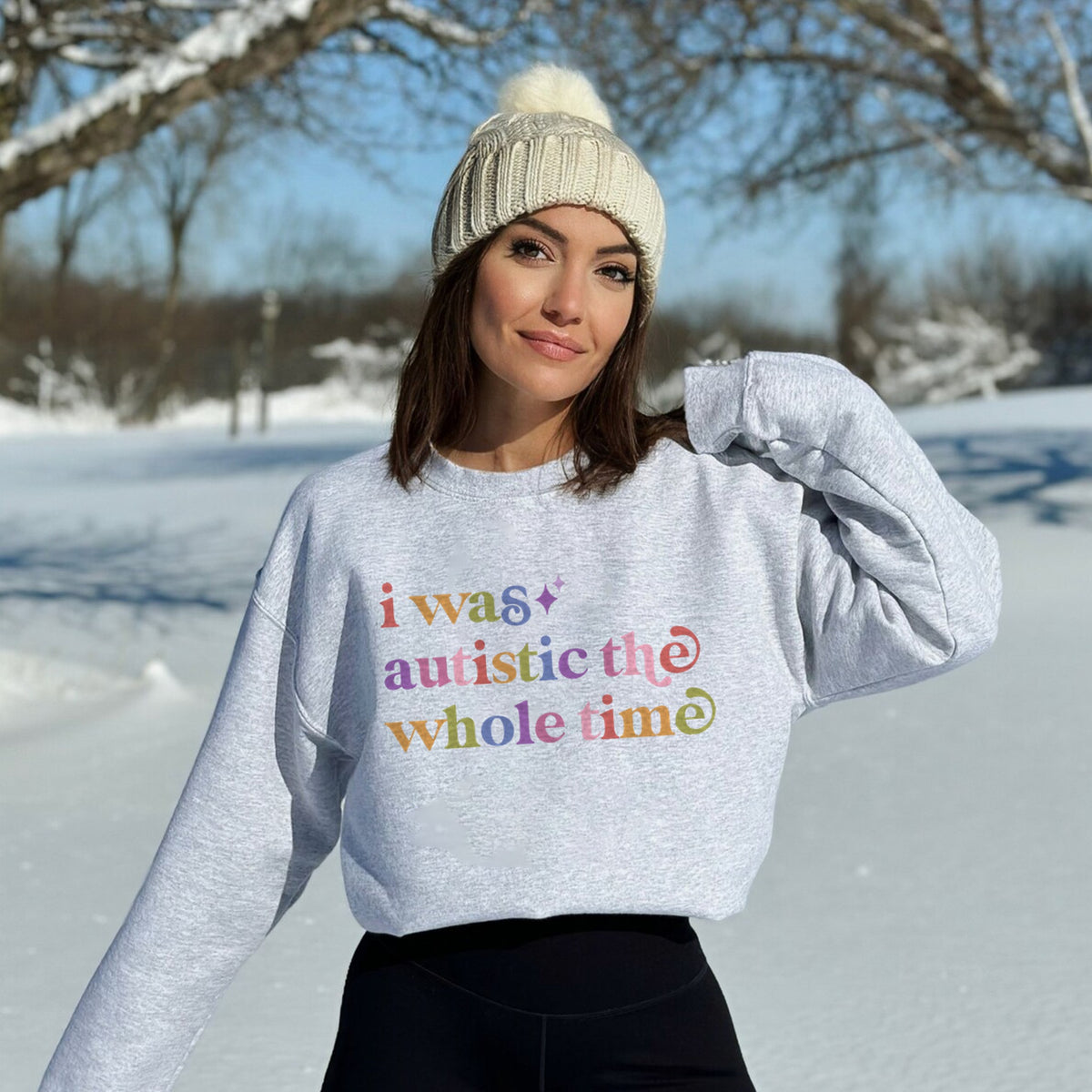 I Was Autistic the Whole Time Care & Resist Gildan crewneck sweatshirt in Sport Grey
