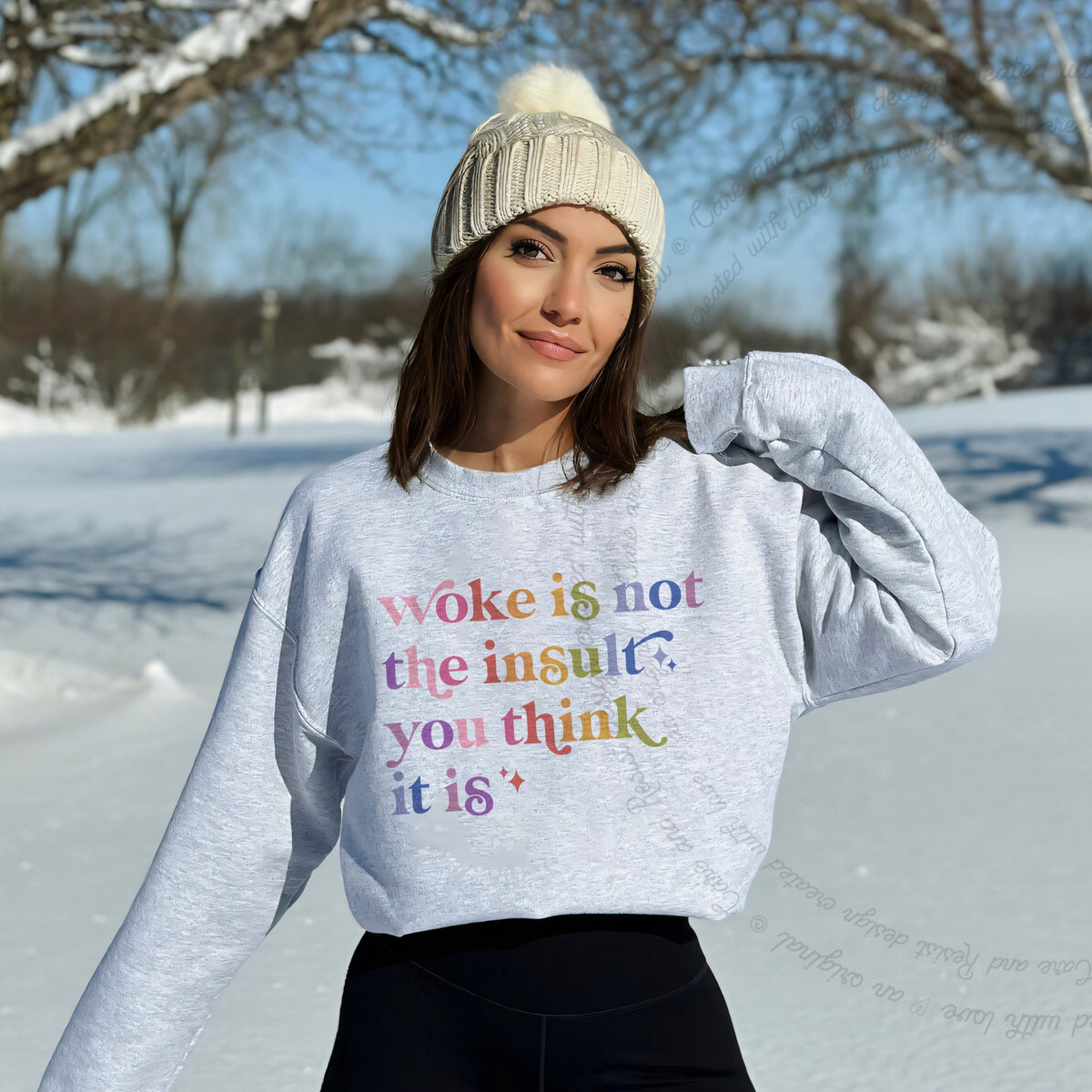 Woke Is Not the Insult You Think It Is Care & Resist Gildan crewneck sweatshirt in Sport Grey