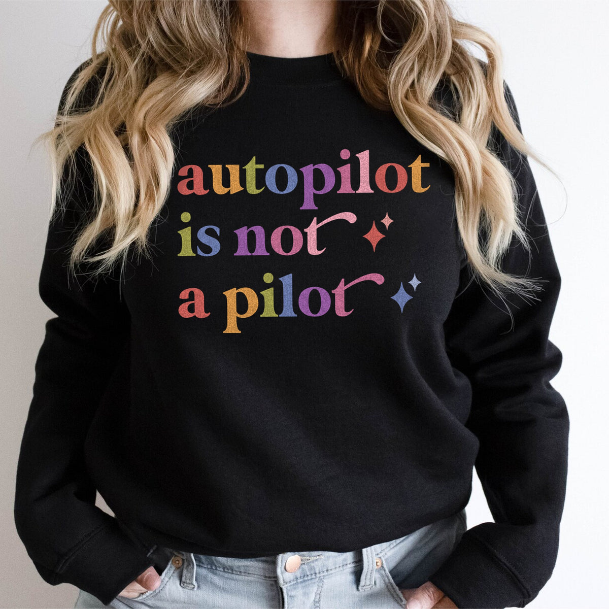 Autopilot is not a Pilot Care & Resist Gildan crewneck sweatshirt in Black