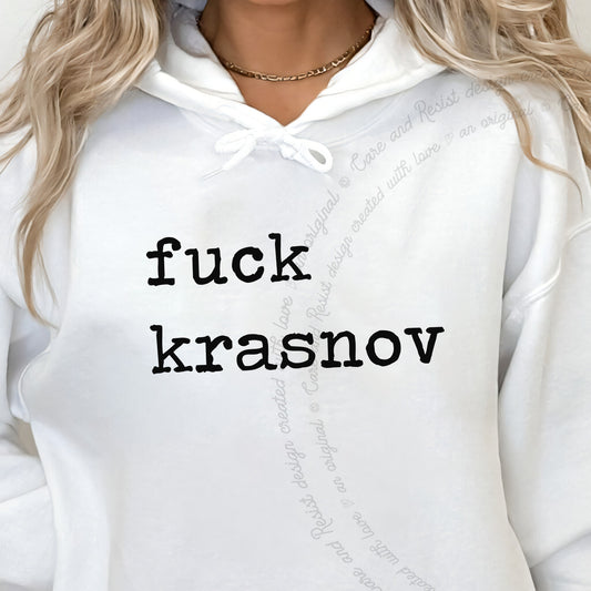 Fuck Krasnov Care & Resist Gildan hoodie in White