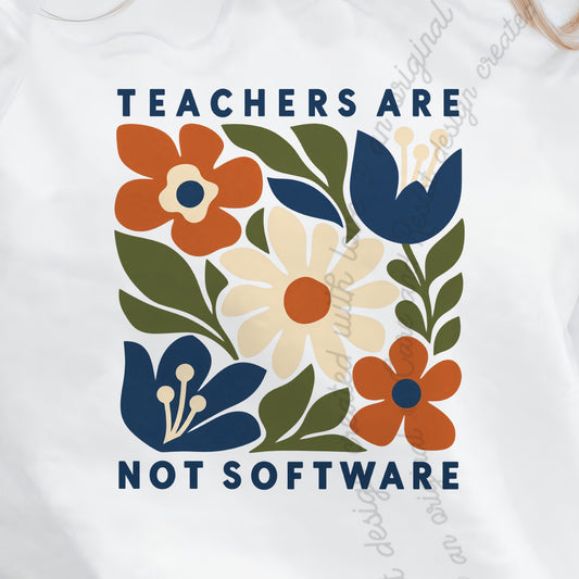 Teachers are not Software Cutout Care & Resist Gildan crewneck sweatshirt in White