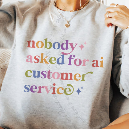 Nobody Asked for Ai Customer Service Care & Resist Gildan crewneck sweatshirt in Sport Grey