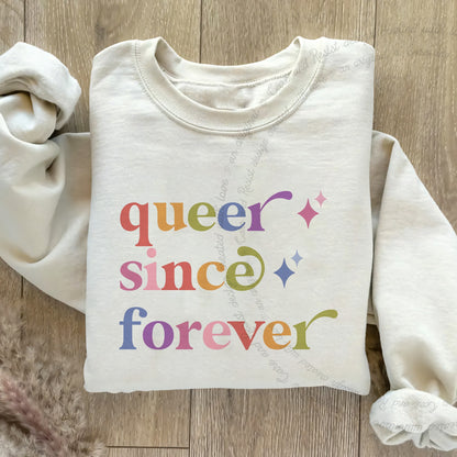 Queer Since Forever Care & Resist Gildan crewneck sweatshirt in Sand