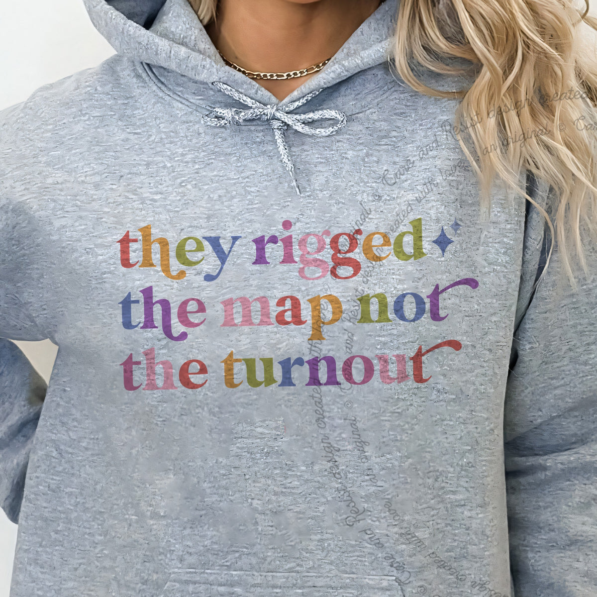They Rigged the Map not the Turnout Care & Resist Gildan hoodie in Sport Grey