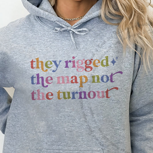 They Rigged the Map not the Turnout Care & Resist Gildan hoodie in Sport Grey