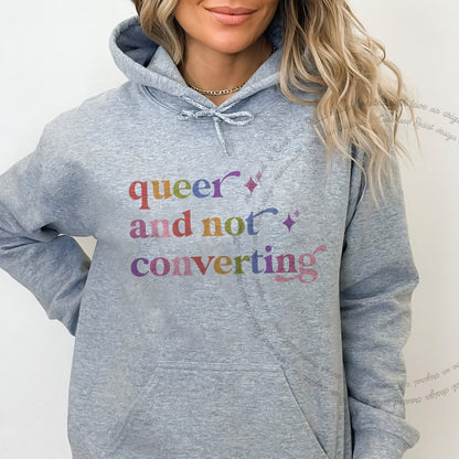 Queer and not Converting Care & Resist Gildan hoodie in Sport Grey