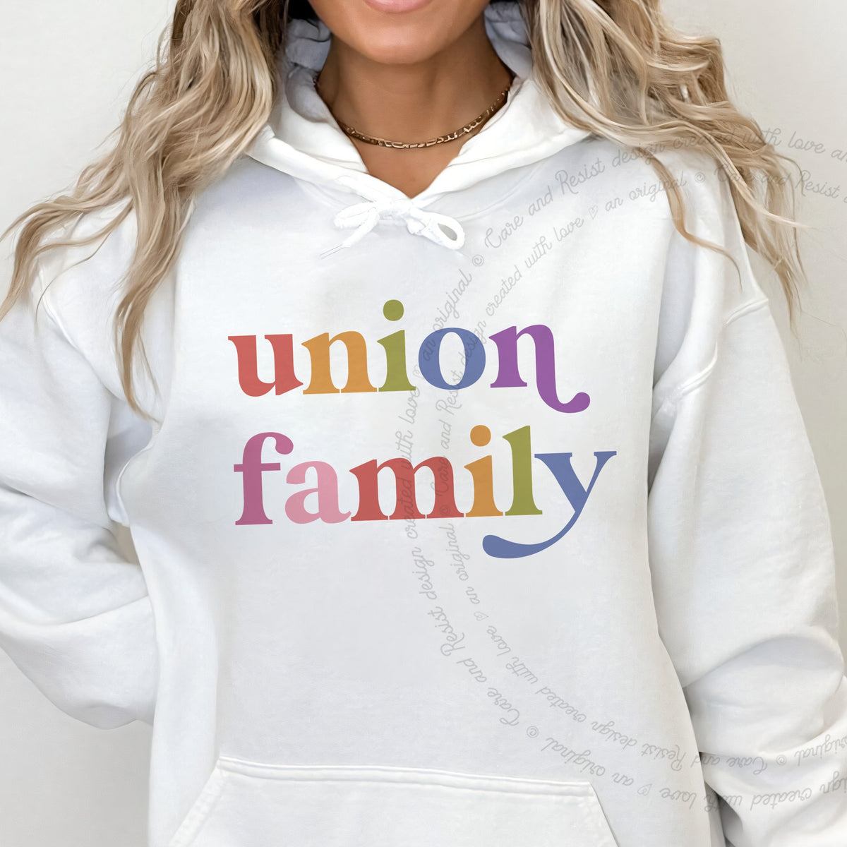 Union Family Care & Resist Gildan hoodie in White