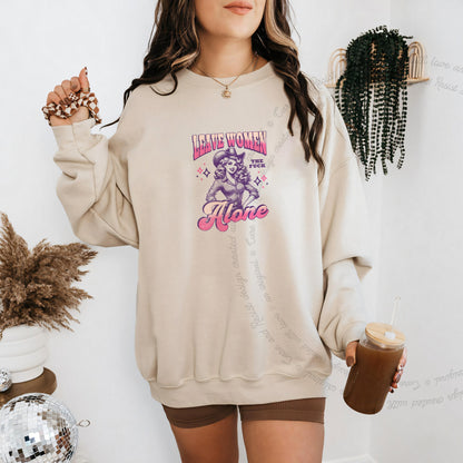 Leave Women the Fuck Alone Care & Resist Gildan crewneck sweatshirt in Sand