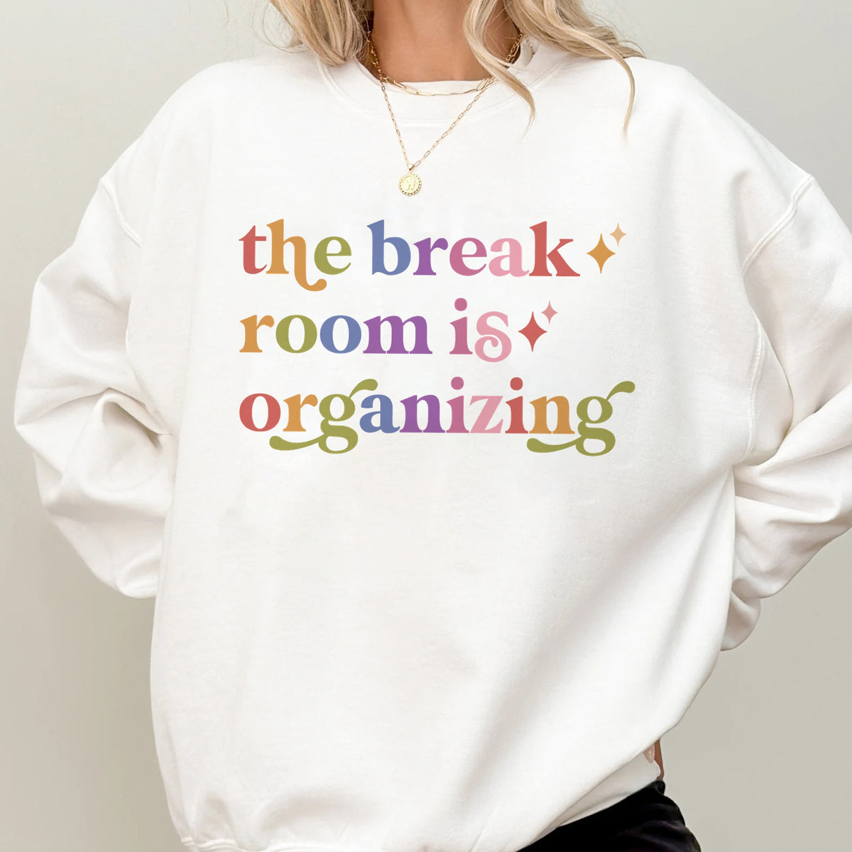 The Break Room is Organizing Care & Resist Gildan crewneck sweatshirt in White
