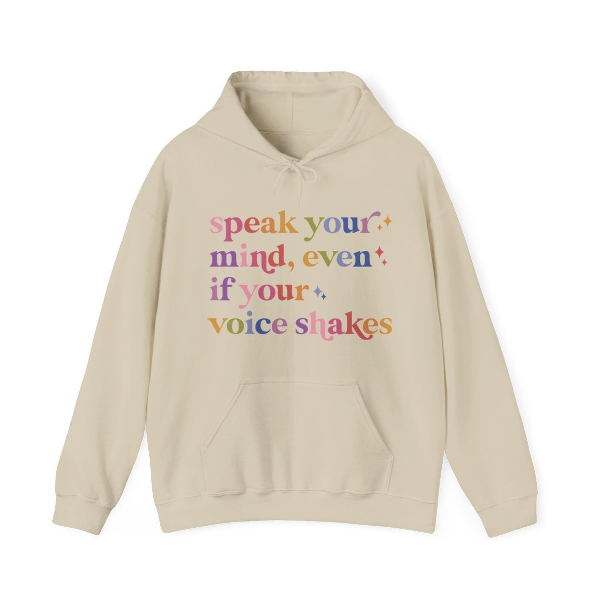 Speak Your Mind Care & Resist Gildan hoodie in Sand