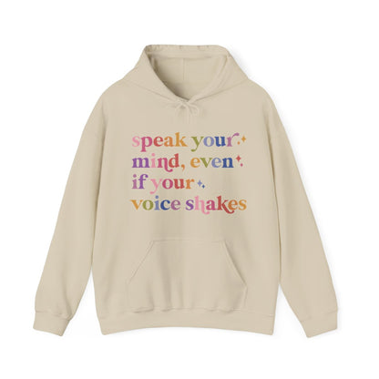 Speak Your Mind Care & Resist Gildan hoodie in Sand