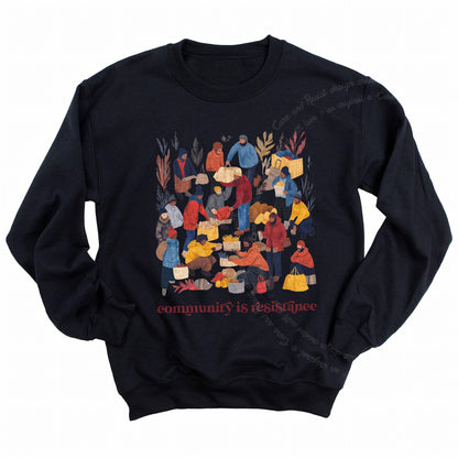 Community is Resistance Retro People Care & Resist Gildan crewneck sweatshirt in Black