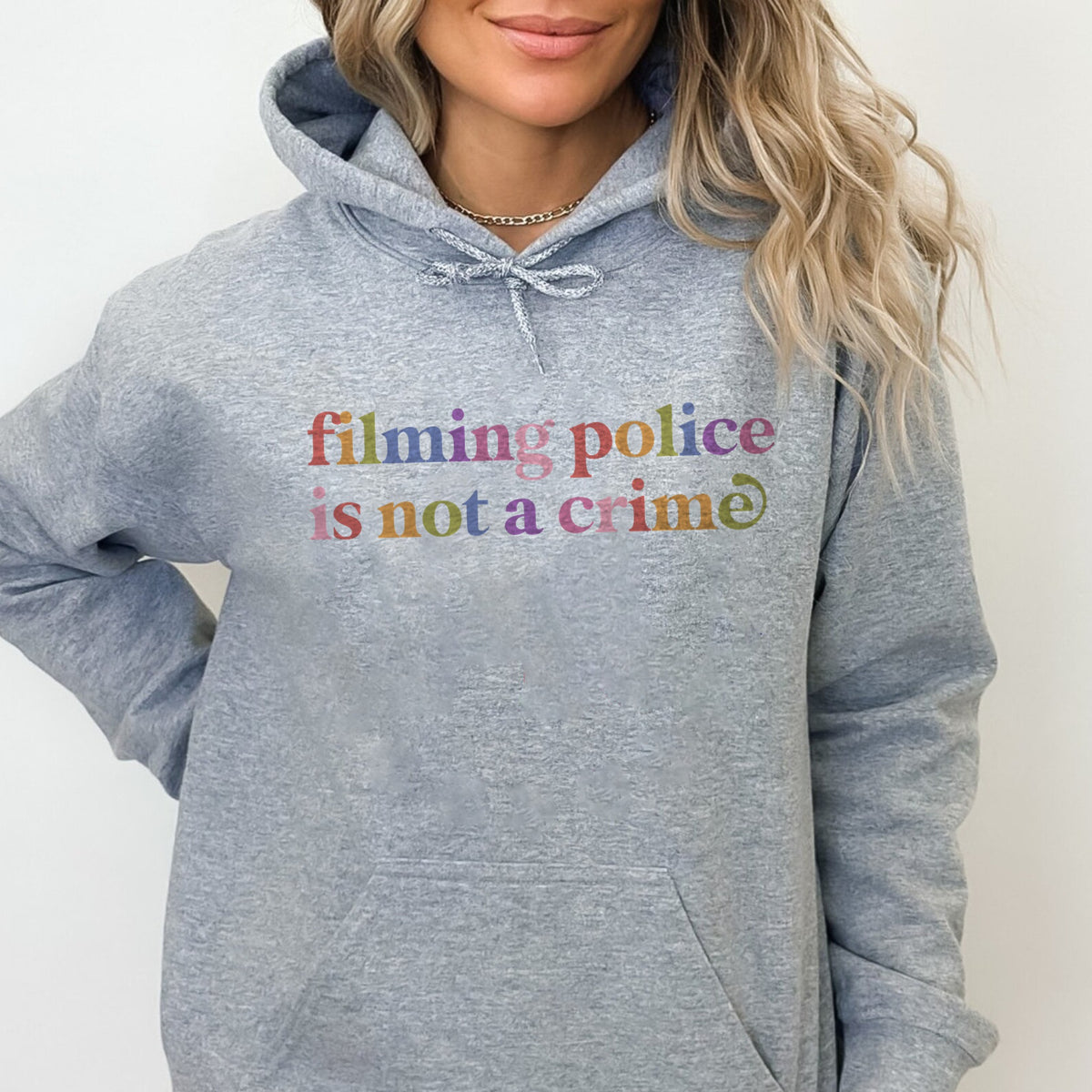 Filming Police is not a Crime Care & Resist Gildan hoodie in Sport Grey