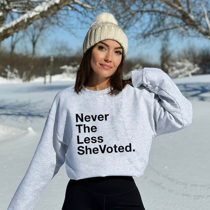 Nevertheless She Voted Care & Resist Gildan crewneck sweatshirt in Sport Grey