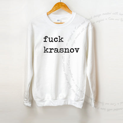Fuck Krasnov Care & Resist Gildan crewneck sweatshirt in White
