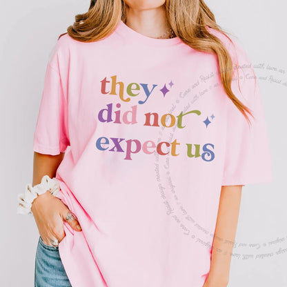 They Did not Expect Us Care & Resist rainbow tee