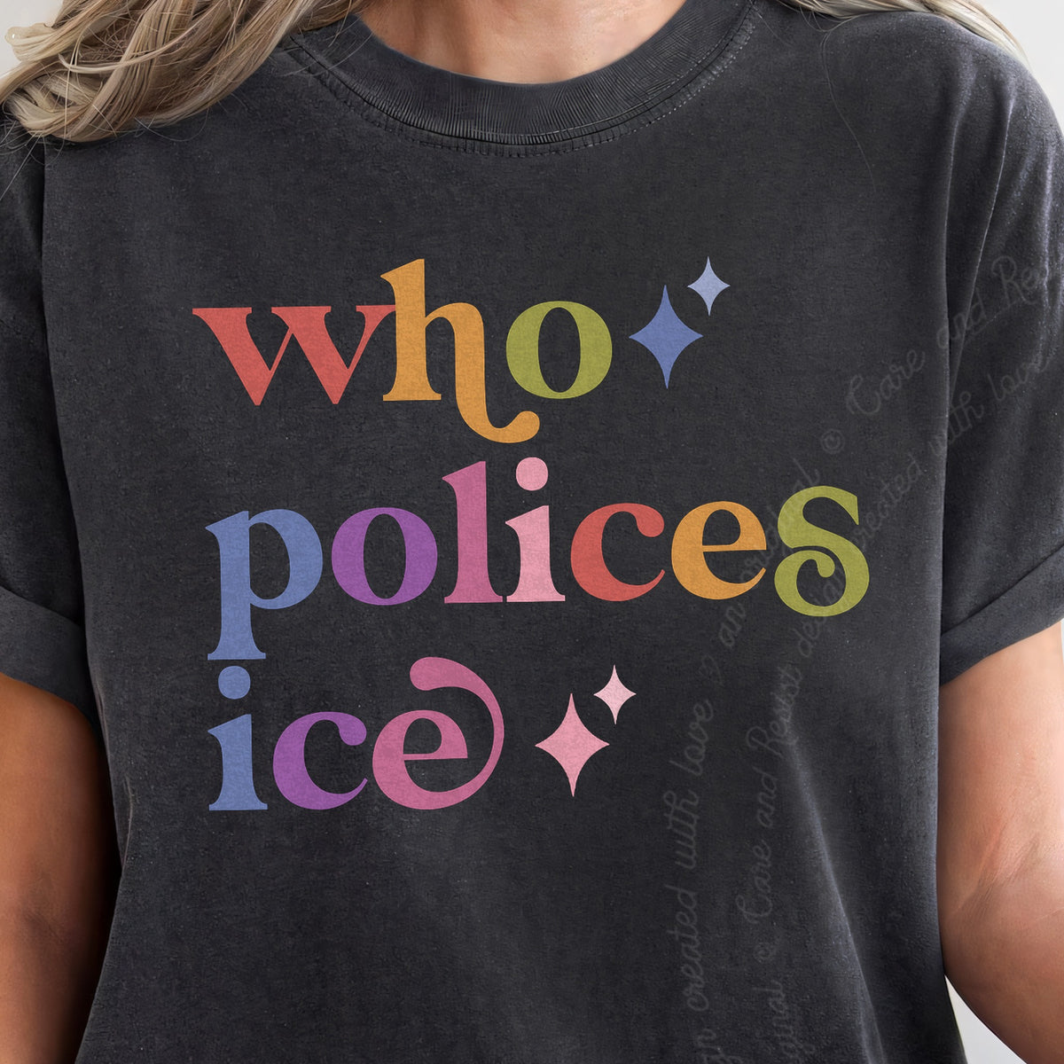 Who Polices Ice Care & Resist progressive t-shirt in Graphite