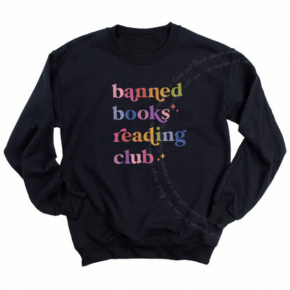 Banned Books Reading Club Care & Resist Gildan crewneck sweatshirt in Black