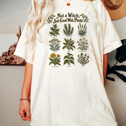 Not a Witch Just Good With Plants Care & Resist progressive t-shirt in Ivory