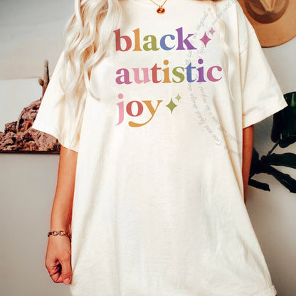 Black Autistic Joy Care & Resist progressive t-shirt in Ivory