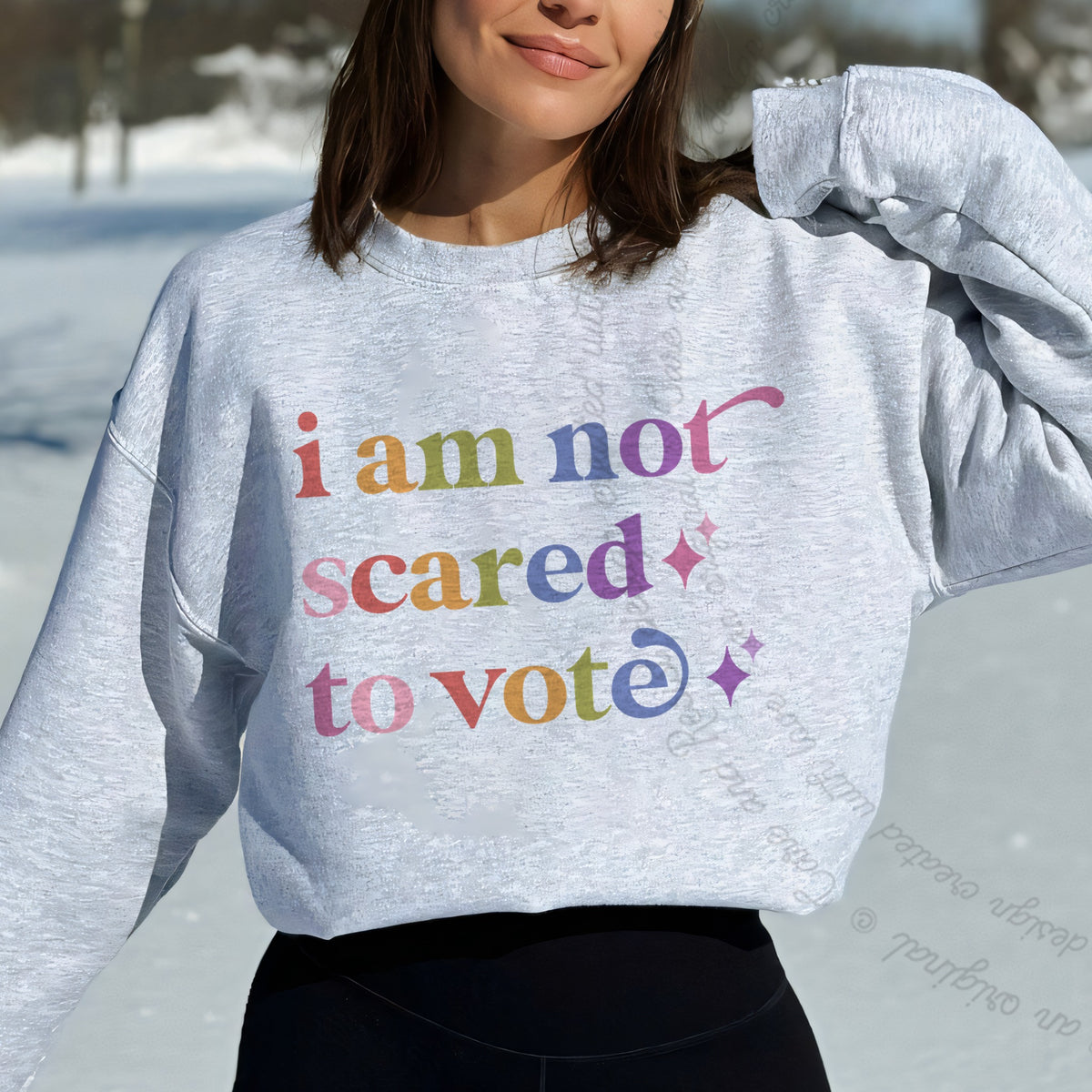 I Am not Scared to Vote Care & Resist Gildan crewneck sweatshirt in Sport Grey
