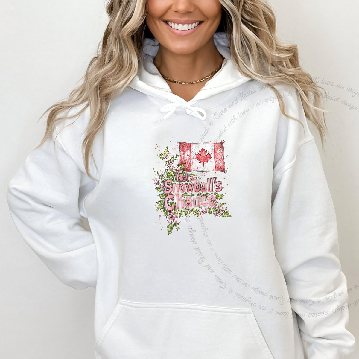 Not a Snowball's Chance Care & Resist Gildan hoodie in White