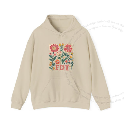 FDT Floral Care & Resist Gildan hoodie in Sand