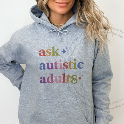 Ask Autistic Adults Care & Resist Gildan hoodie in Sport Grey