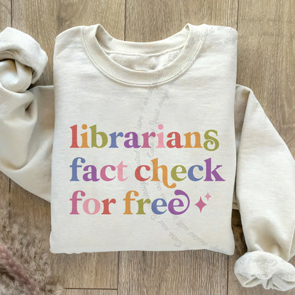Librarians Fact Check for Free Care & Resist Gildan crewneck sweatshirt in Sand