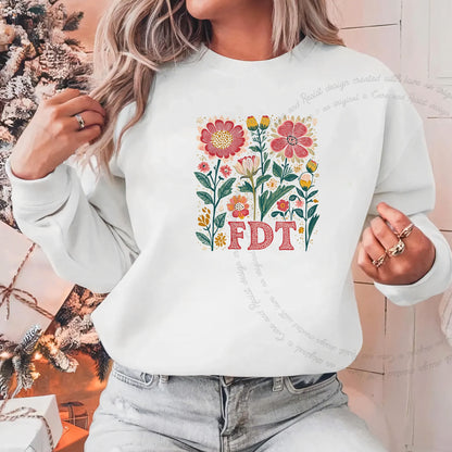 FDT Floral Care & Resist Gildan crewneck sweatshirt in White