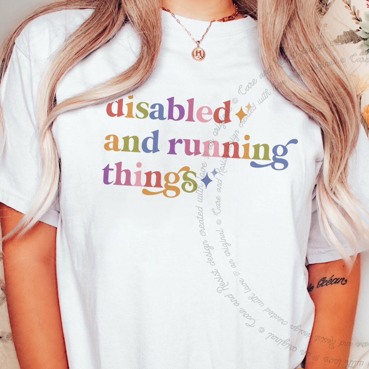 Disabled and Running Things Care & Resist progressive t-shirt in White