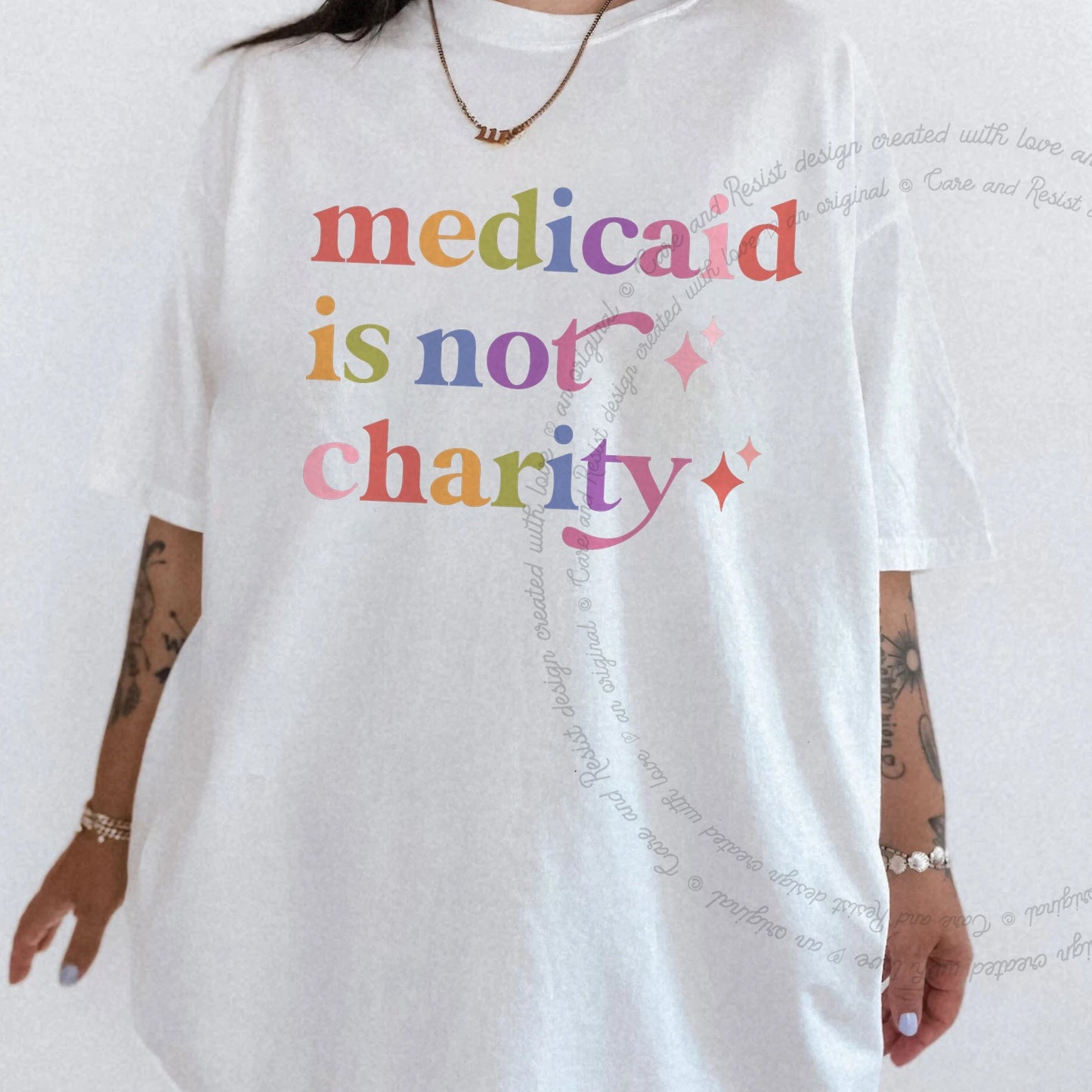 Medicaid is not Charity Care & Resist rainbow Comfort Colors tee, White