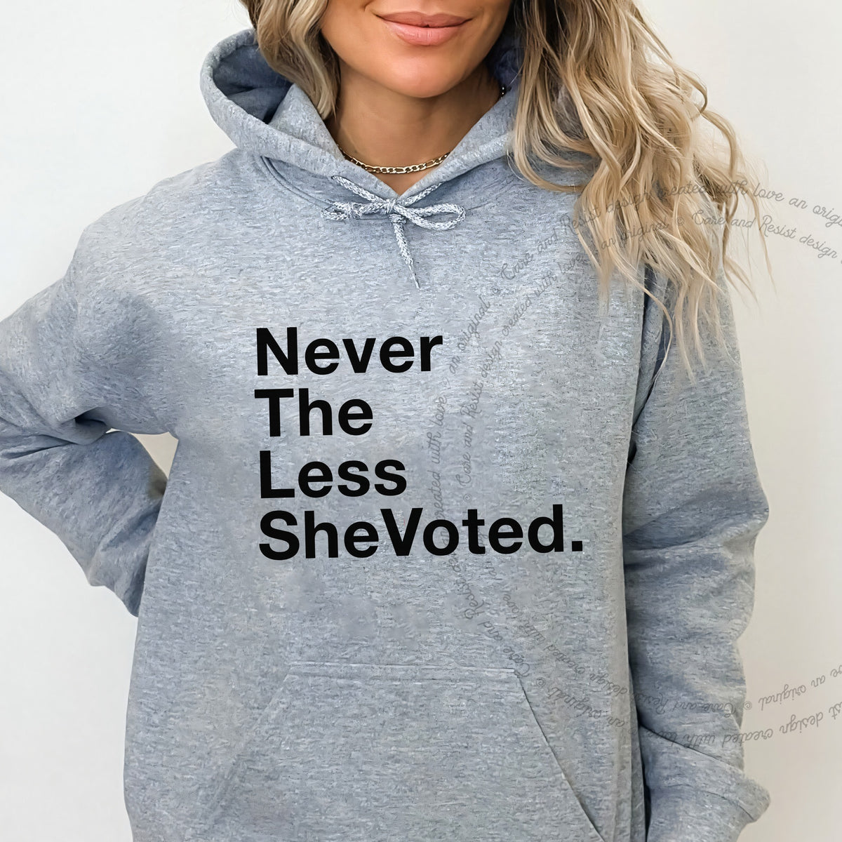 Nevertheless She Voted Care & Resist Gildan hoodie in Sport Grey
