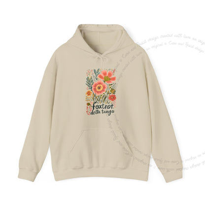 Foxtrot Delta Tango Care & Resist Gildan hoodie in Sand